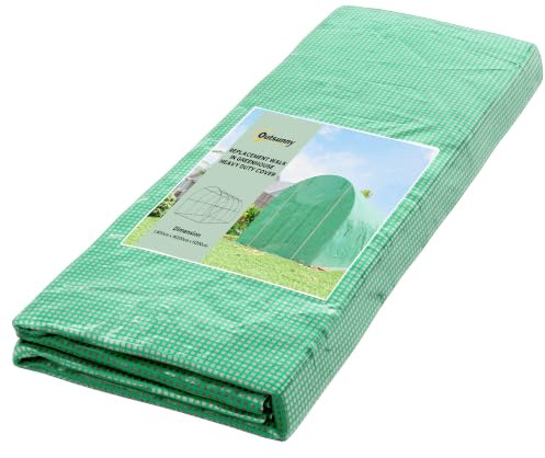 Outsunny Gewächshausfolie 4 x 2 m Wasserdicht mit Rolltür 8 Fenster Grün | Polyethylenfolie, UV Schutz, Reißfest, Gartenfolie Abdeckplane, für Folientunnel Gartenarbeit, Tunnelfolie, NUR Folie