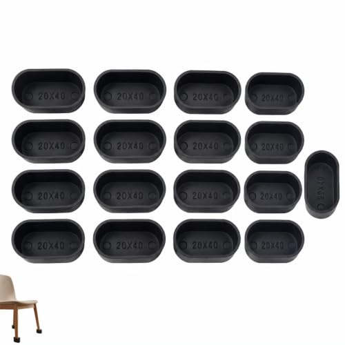 Zhcwldmi 16 Stück Stuhlbeinkappen Fußkappen Für Gartenstühle Gartenstuhl Fußkappen Stuhlbeinkappen Oval Fusskappen Für Gartenstühle PVC 20x40mm(Schwarz)