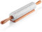 Flexzion Rouleau à pâtisserie en marbre blanc de 25,4 cm avec poignée en bois et support de base, rouleau à pâtisserie en marbre pour pâtisserie, pizza, pâte à pizza, fondant, biscuits, tarte, pâtes,