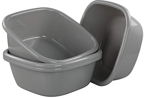 Annkky 4-pack 13'' Plastic Washing up Bowl Basin, Small Square Kitchen Basin Wash Bowl