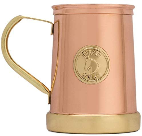 Copper Mules The Finest HandCrafted Copper Mug by - Unique Patented Design - Solid Brass Base and Handle - Holds 18oz