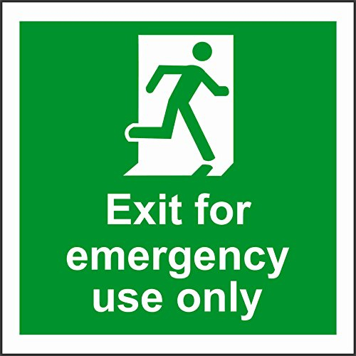 Indigos UG Aufkleber Exit For Emergency Use Only Sicherheitsaufkleber 30x30cm - Sticker für Büro, Firma, Schule, Hotel, Werkschutz