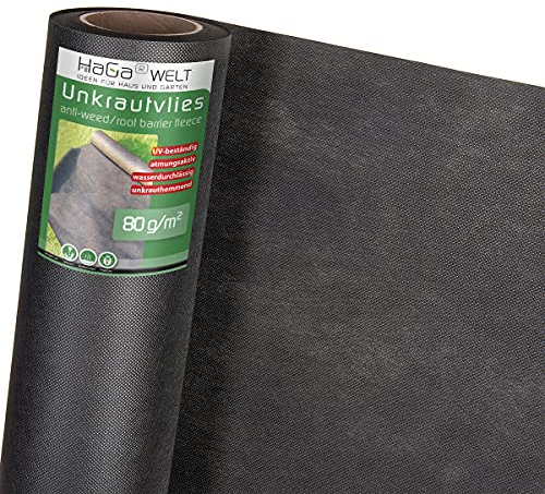 HaGa Unkrautvlies 80g/m² in 1,6m x 20m - Atmungsaktives Gartenvlies für effektiven Unkrautschutz im Garten mit hoher Reißfestigkeit