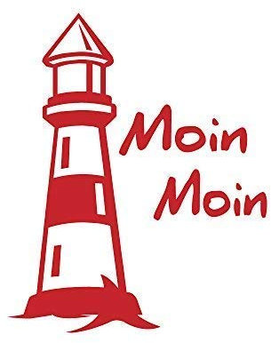 Auto-Aufkleber - Leuchtturm Moin Moin - 302979 Gr. 8,5cm x 10,5cm versch. Farben Farbe rot