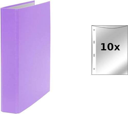 Ringbuch / DIN A5 / 4-Ring Ordner / Farbe: lila + 10 Prospekthüllen