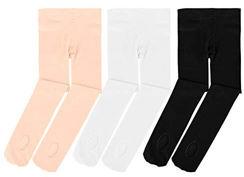 Soudittur Collants de Danse Classique Convertible pour Filles/Femmes Collants Ballet pour Enfant Uniforme Scolaire Opaque (Blanc, Rose, Noir),S (110-125 cm, Ans 4-6)