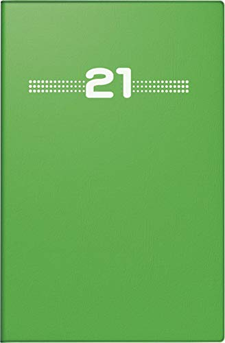 rido/idé 7015202011 Taschenkalender partner/Industrie I, 2 Seiten = 1 Woche, 72 x 112 mm, Kunststoff-Einband grün, Kalendarium 2021