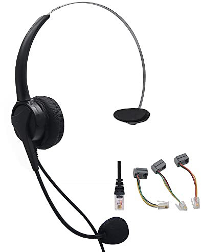 Powertool Casque téléphonique RJ11 avec microphone antibruit pour téléphone portable et ordinateur portable