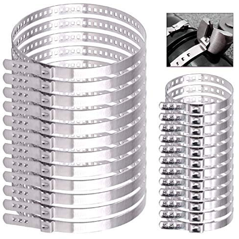 Keadic K-368 Kit de 24 colliers de serrage pour coffre de voiture, 12 petits et 12 grands colliers de serrage universels réglables en acier inoxydable