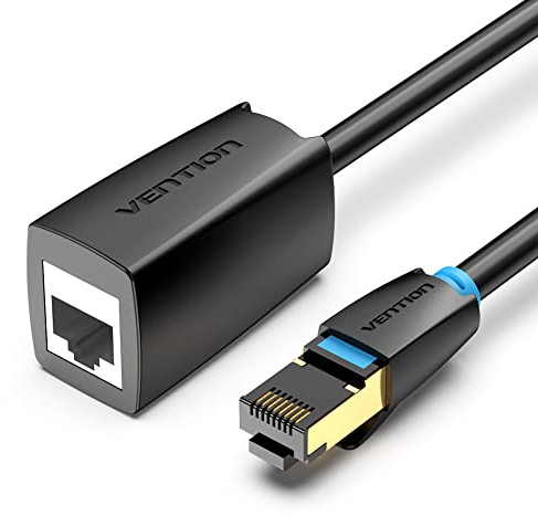 VENTION Cat8 Ethernet Extension Cable 5m Flat Ethernet Extender 40Gbps 2000MHz High Speed Network Lan RJ45 Male to Female Patch Cord Connector STP Network Cable for PC Switch Router