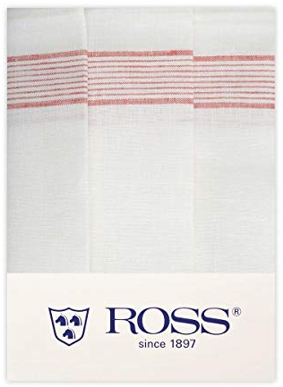 Ross 3er Pack Reinleinen-Geschirrtücher Weißer Fond rot, 60x80 cm