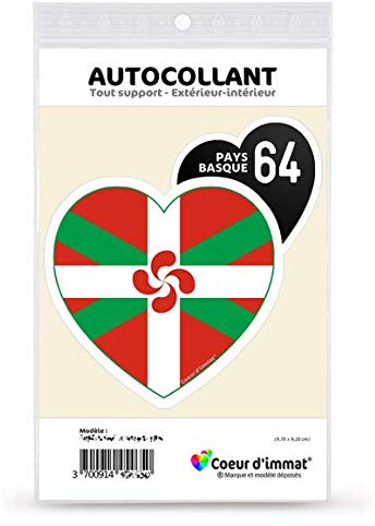 Sticker autocollant Coeur J'aime le Pays Basque 64 - Drapé