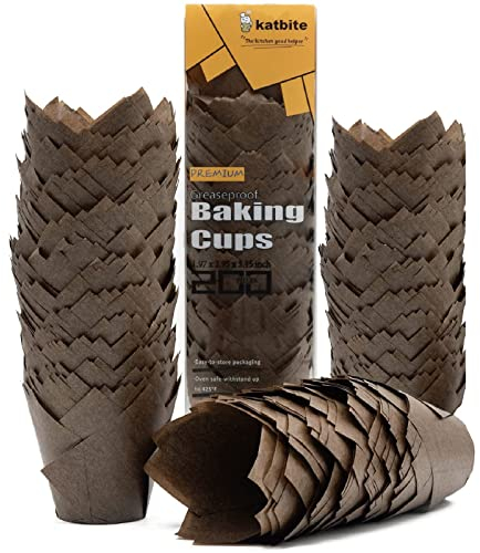 Katbite Cupcake Cases Standard Muffin Liners Heavy Duty Disposable Baking Cups (Dark Brown)