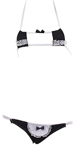 SINGUYUN Damen Sexy Mikro-Bikini Anzug Anime Bikini Cosplay Dessous Kawaii BH und Panty Set niedlich, 216Cube schwarz, Einheitsgröße