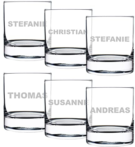 polar-effekt Wasserglas 6er-Set mit Gravur 320 ml - Trinkglas für Cocktails, Drinks, Saft, Wasser - Kristalglas - Saftglas - Weihnachten, Jubiläum Universalgläser
