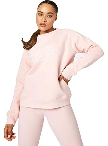Jack Wills Womens Hunston Graphic Crew Neck Sweatshirt Sweater T Shirt Top Soft Pink 10 (S)