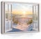 WallArena - Leinwand Bilder - Fensterbilck Strand Meer Natur Landschaft - 80x60 cm Leinwandbilder Bild auf leinwand Wandbild XXL groß Wandbilder für Wohnzimmer Schlafzimmer Wohnzimmerbilder Modern