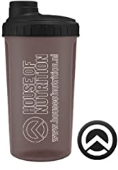 House of Nutrition Bouteille shaker de protéines pour suppléments d'entraînement, sans BPA, avec filtre et bouchon refermable, facile à nettoyer, gris - 700 ml