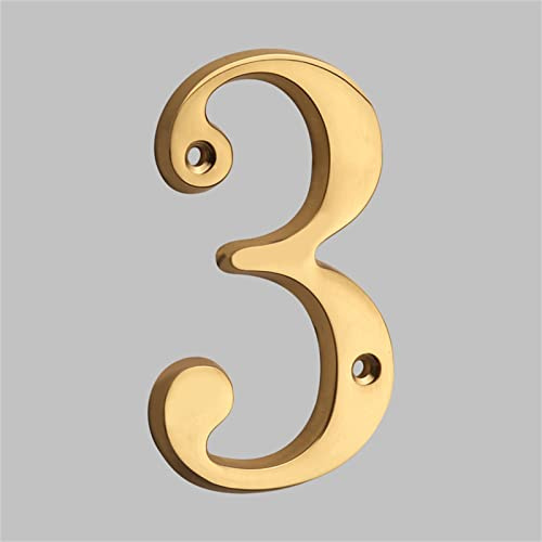 Schwimmende 3D Hausnummern Aus Massivem Messing 102mm Buchstabe Golden Moderne Nummer Wohnungs TüR Digitales Alphabet Hausbriefkasten AußEnadresse AußEn Schilder Beschilderung Schraub Montage (3)