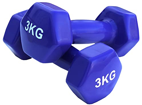 Lisaro 2er Set Vinyl Hanteln, Kurzhanteln mit Oberfläche aus Vinyl, ideal für Aerobic Gymnastik Pilates. Gewicht-3kg Lieferung pro Paar.