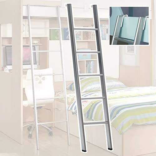Hochbett Leiter Wohnheim Farm Etagenbett Leiter - 150 cm Lange Metallgraue Wohnmobil-Etagenleitern für Wohnmobile, Wohnwagen, Zuschneidbare Schlafsaal-Etagenleiter mit Haken