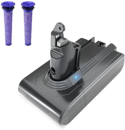 Batterie pour Dyson aspirateurs V6 DC62 DC58 DC59 DC61 DC74 SV03 SV05 SV06 SV07 SV09 SV04 SV08, STANEW Batterie de Remplacement pour Dyson avec 2 Filtres Li-ION 21.6v 4000mAh