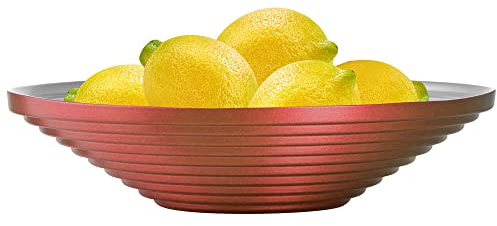 TREND FOR HOME Bol en Verre ⌀ 27 cm Saladier Corbeille a Fruit Snack Centre de Table Bonbonne en Verre Panier à Fruits Assiette à Bonbons Bol Décoratif Coupe De Fruits, Alexis, Rouge/Argent