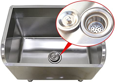 Fregadero Para Fregona De Acero Inoxidable Con Colador - Prevención De Desbordamiento De Agua - Fregadero Para Fregona De Suelo Para Utensilios De Limpieza, Mascotas ( Color : Silver , Tamaño : 100x41