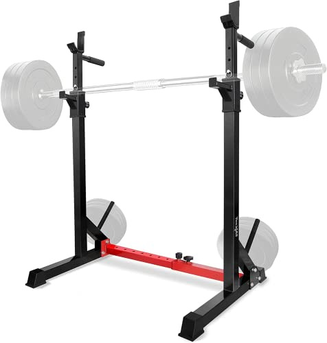 Yes4All Adjustable Barbell Rack, Multi-Function Squat Stand, Weight Lifting Home Gym, Dip Bar Station, Bench Press Rack, Weight Plate Storage, Up to 550LBS