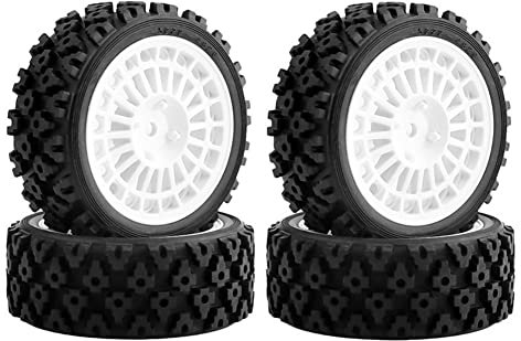 4 pezzi gomma + plastica RC Rally pneumatici e ruote, dimensioni mozzo 52 mm per Tamiya TT01/TT02/XV-01/XV02/HPI 1/10 RC accessorio parte