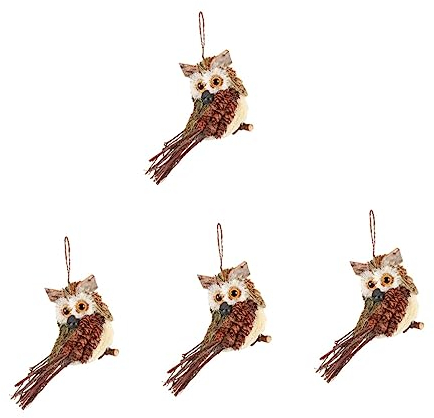 ABOOFAN 4 Stück Eichhörnchen Weihnachtsschmuck Eulenverzierung Für Eulenliebhaber Eule Handwerk Ornament Waldgeschöpf-Ornamente Christbaumkugel Dekoration Hölzern Künstlich Anzeige