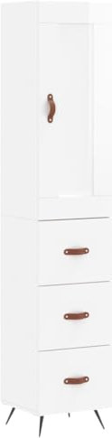 vidaXL Highboard, Sideboard mit viel Stauraum, Kommode Schrank für Wohnzimmer, Anrichte Beistellschrank Metallbeine, Modern, Hochglanz Weiß Holzwerkstoff