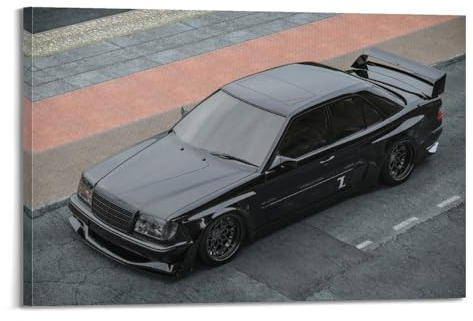 BPQN Vintage-Sportwagen-Poster für AMG W124 Rennwagen, dekoratives Gemälde, Leinwand-Kunstbild, 30 x 45 cm