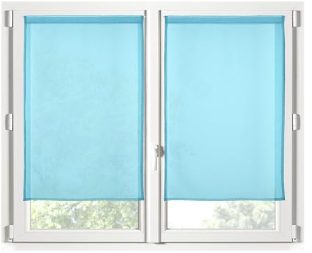 STOF - Paire de Brises-bise -Taille 60x120 cm - 100% Polyester - Couleur Céladon - Modèle Monna - Vitrage - Intimité et Transparence - Uni