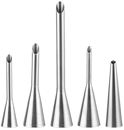 5 Stück Spritztüllen Fülltülle Edelstahl Spritztüllen Fülltülle Krapfenspritze für Marmelade Creme Spritzbeutel Nozzle Profi Spritztüllen Set für Cupcake-Puff-Füllung mit Cremiger Marmelade