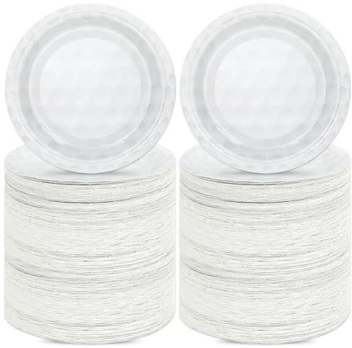 OBUSATT 200Pcs Golf Party Decorations Golf Plates 7inch Disposable Golf Birthday Dinner Paper Plates Food Trays Party Tableware Set for Sport Gamed Day Event Party Supplies Favors