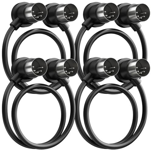 Heams 4 Pack Premium Right Angle MIDI Cable 2FT, Low Profile for Saving Space MIDI Cables, Stable & Fast Transmission and Long-Lasting 5 Pin Din Cable, Ideal for MIDI Interface, Keyboard, Pedal Board