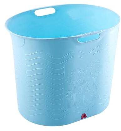 Tioheam Babybadewanne, Kleinkindbadewanne zum Duschen - Hochtemperaturbeständiger Komfort-Abflussboden für Babybadewannen - Großer Badezimmer-Baby-Badeeimer für Familienreisen