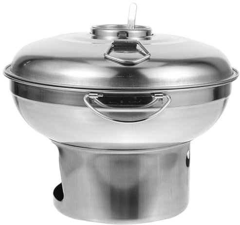 OFFSCH Outdoor Kochgeschirr Aus Edelstahl Hot Pot Mit Spirituskocher Verdickter Spiritustopf Für Draußen Robuster Wok Mit Doppelgriff