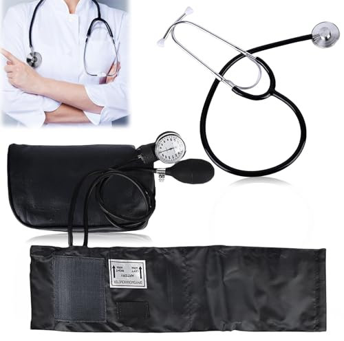Esfigmomanómetro manual: tensiómetro manual, manguito de presión arterial para el hogar, kit de manguito de presión arterial con estetoscopio con funda de cremallera