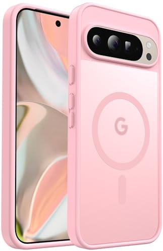 Custodia per Google Pixel 9 Pro XL, compatibile con MagSafe, protezione di grado militare, sottile e traslucida opaca, custodia posteriore antigraffio, antiurto per Pixel 9 Pro XL (rosa)