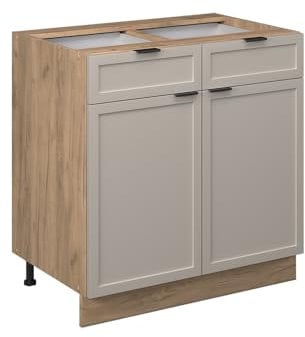 Vicco Schubunterschrank Fame-Line, Schubladenschrank für die Küche, GrauBeige, 80 cm ohne Arbeitsplatte