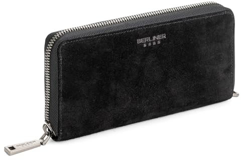 Berliner Bags Premium Geldbörse Lyon, Großes Portemonnaie aus Leder, Geldbeutel mit TÜV-geprüftem RFID-Schutz, für Damen – Schwarz