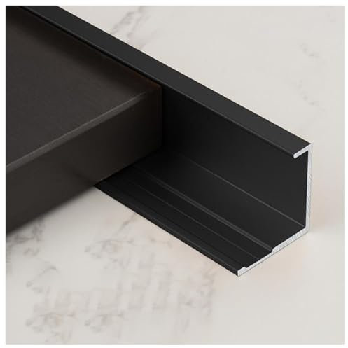 XYUERU Rail De Carrelage en Alliage D'aluminium, Rail De Transition, Profil De Transition De 300 Cm, Profil d'angle De Bande D'extrémité De Carrelage pour La Protection des Bords(Black,18mm)