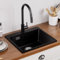 Auralum Spüle mit Armatur Set, Granit Spülbecken Schwarz 50 x 45 cm + Edelsathal Wasserhahn Küche Ausziehbar