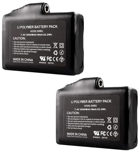 2Pcs Rechargeable Lithium Polymer Battery, 3000mAh 7.4V Lithium Ion Batteries with Female Interface for Heated Gloves, Heated Sock - UL FCC Safety Certification