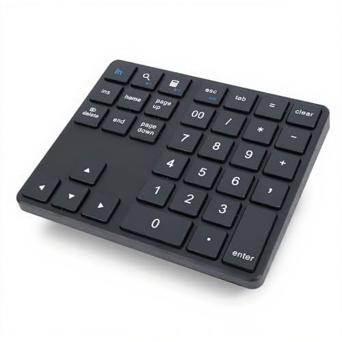 Tastierino Numerico Wireless, Ultra Sottile Bluetooth 5.0, 35 Tasti, Doppia Modalità, Ricaricabile, per Ufficio e Viaggio, ABS, 145 x 120 x 12 mm, 1 Pezzo