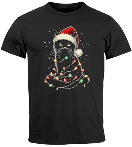 MoonWorks® Herren T-Shirt Weihnachten Katze lustig Xmas Outfit Weihnachtsshirt Katzenliebhaber