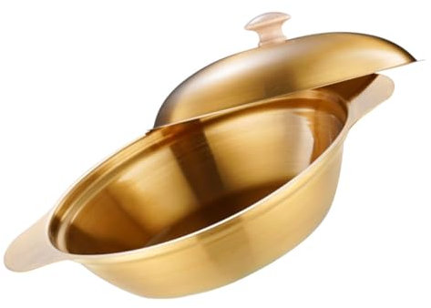 Cabilock Sartén Antiadherente De Acero Inoxidable Con Tapa Para Cocinar En Olla Caliente Sartén De Metal Con Doble Asa