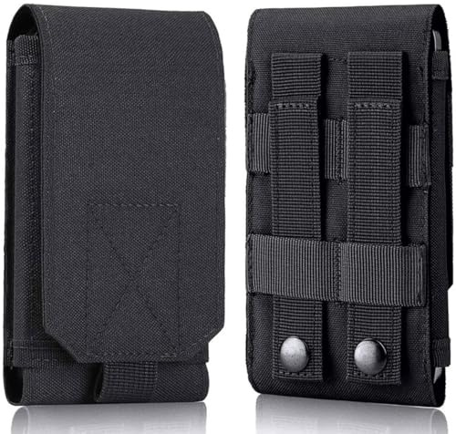 Tactical Mobile Phone Holder MOLLE Pouch Case Black Holster for Smartphone Compatible with iPhone 13 PRO X XS Max XR 7 8 6/6s Plus Samsung Galaxy S10 S9 S8 Plus